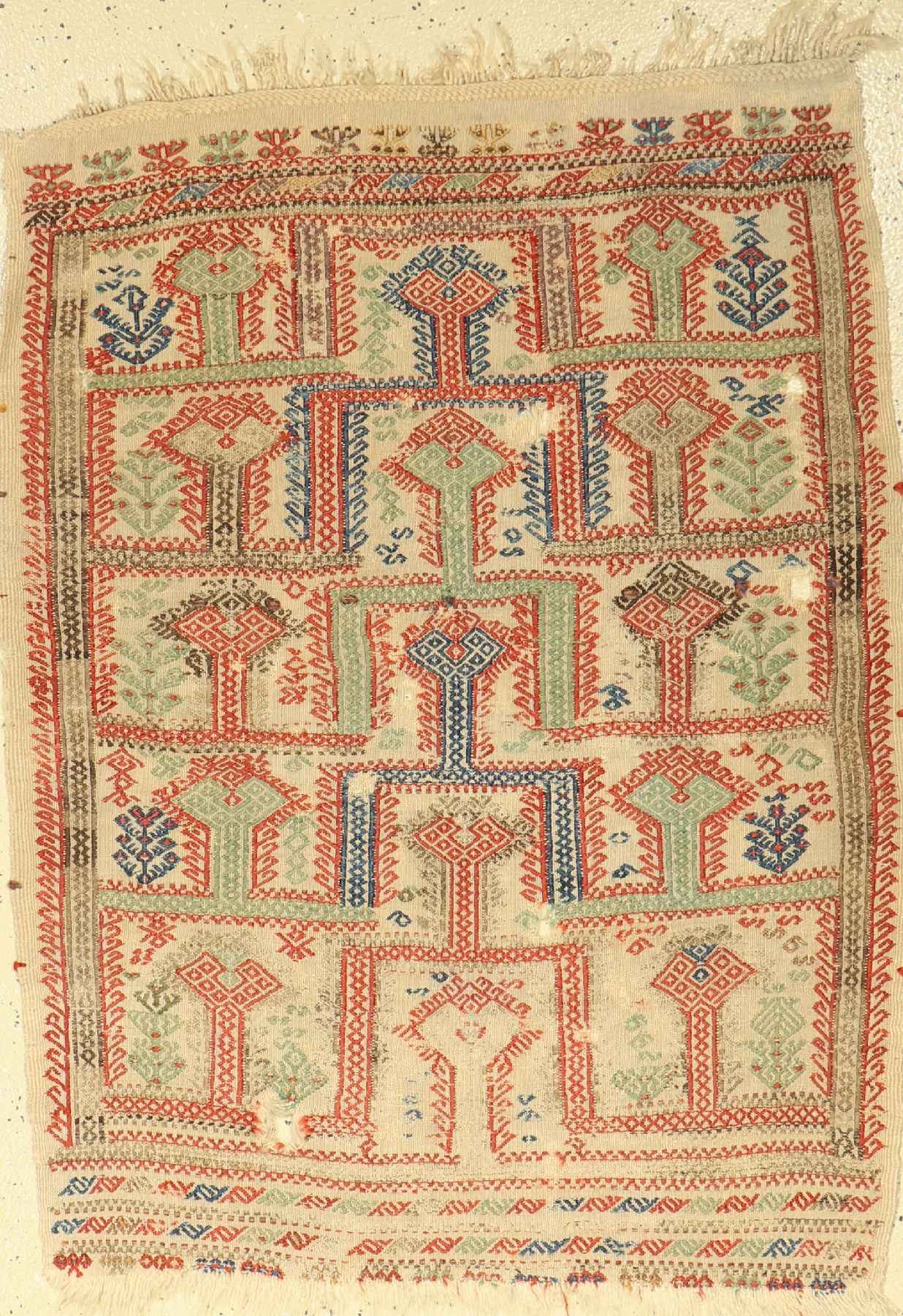 Zili "Gebetsteppich" antik, Anatolien, Flachgewebe, 19.Jhd,., Wolle auf Wolle, ca. 118 x 88 cm, EHZ: 4 (Löcher)