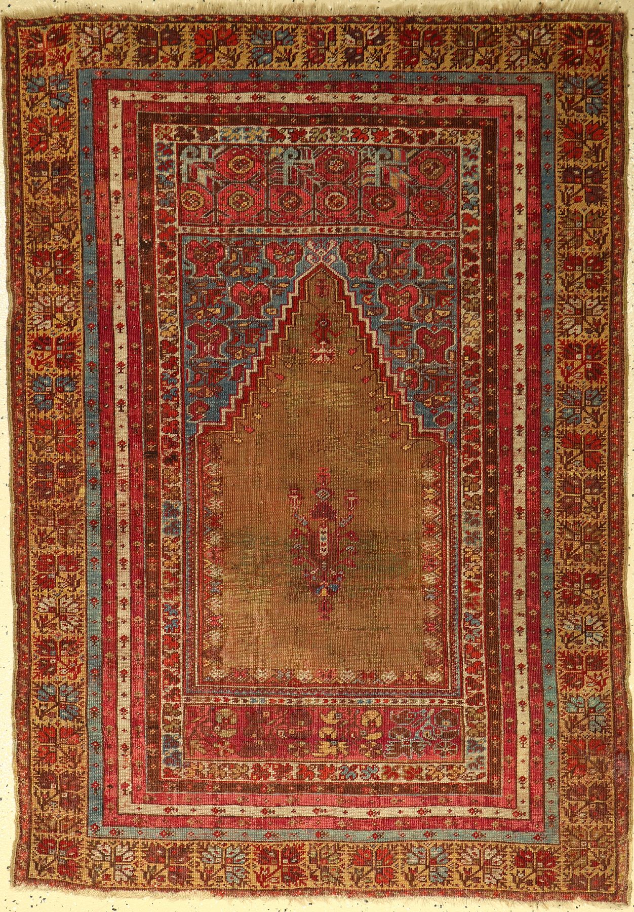 Mudjur "Gebetsteppich" antik, Anatolien, 19.Jhd., Wolle auf Wolle, ca. 173 x 123 cm, EHZ: 4-5