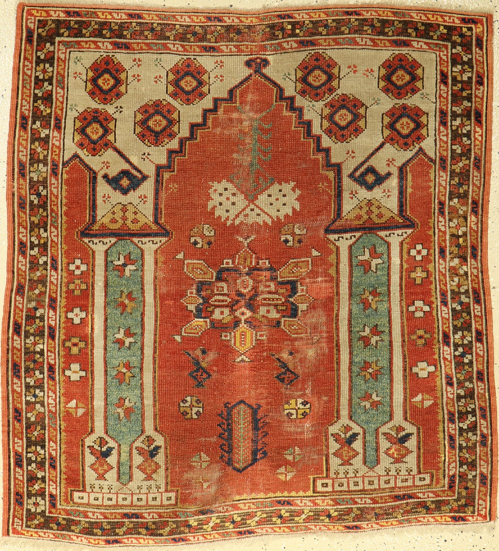 Monastir "Gebetsteppich", antik, Anatolien,19.Jhd., Wolle auf Wolle, ca. 116 x 104 cm, EHZ: 4