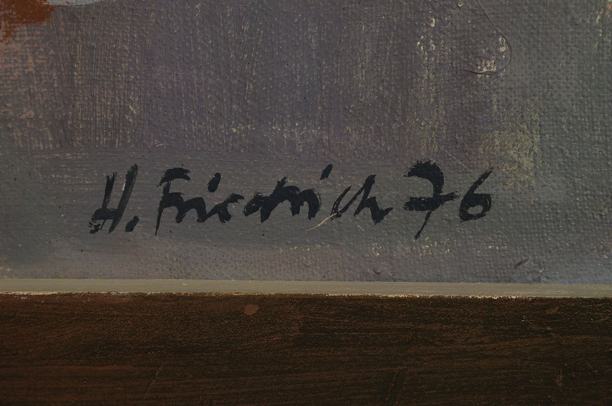 Detail a: Heinz Friedrich, 1924-2018 Schwetzingen, Stillleben mit Blumen und Vasen, Öl/Lwd, rechts unten signiert und dat. 76 ca. 90x80cm/95x85cm, R.