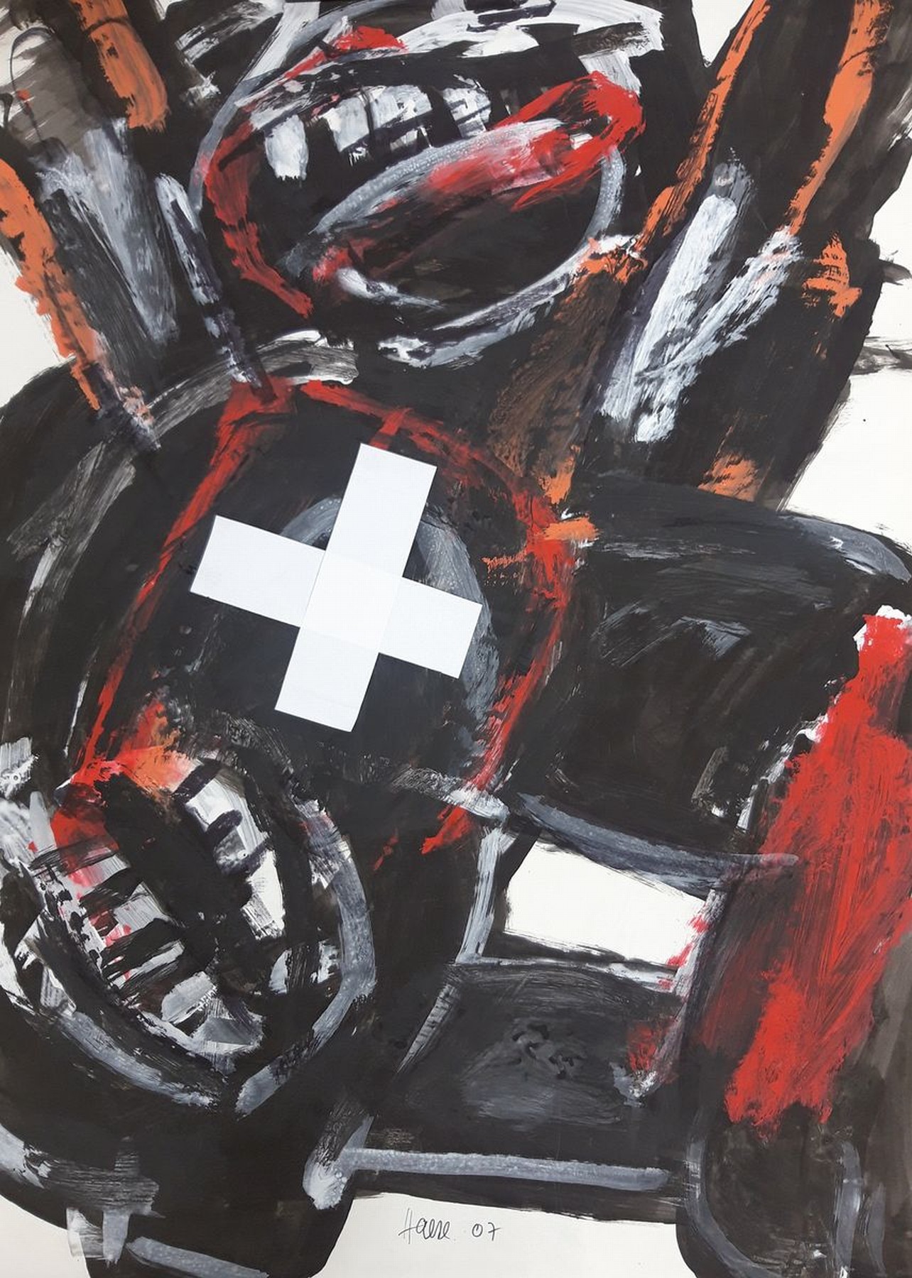 Detail k: Peter Haese, geb. 1936 Berlin, lebt und arbeitet in Kandel, Studium an der Akademie Karlsruhe bei HAP Grieshaber und Kindermann, hier: Mischtechnik ...