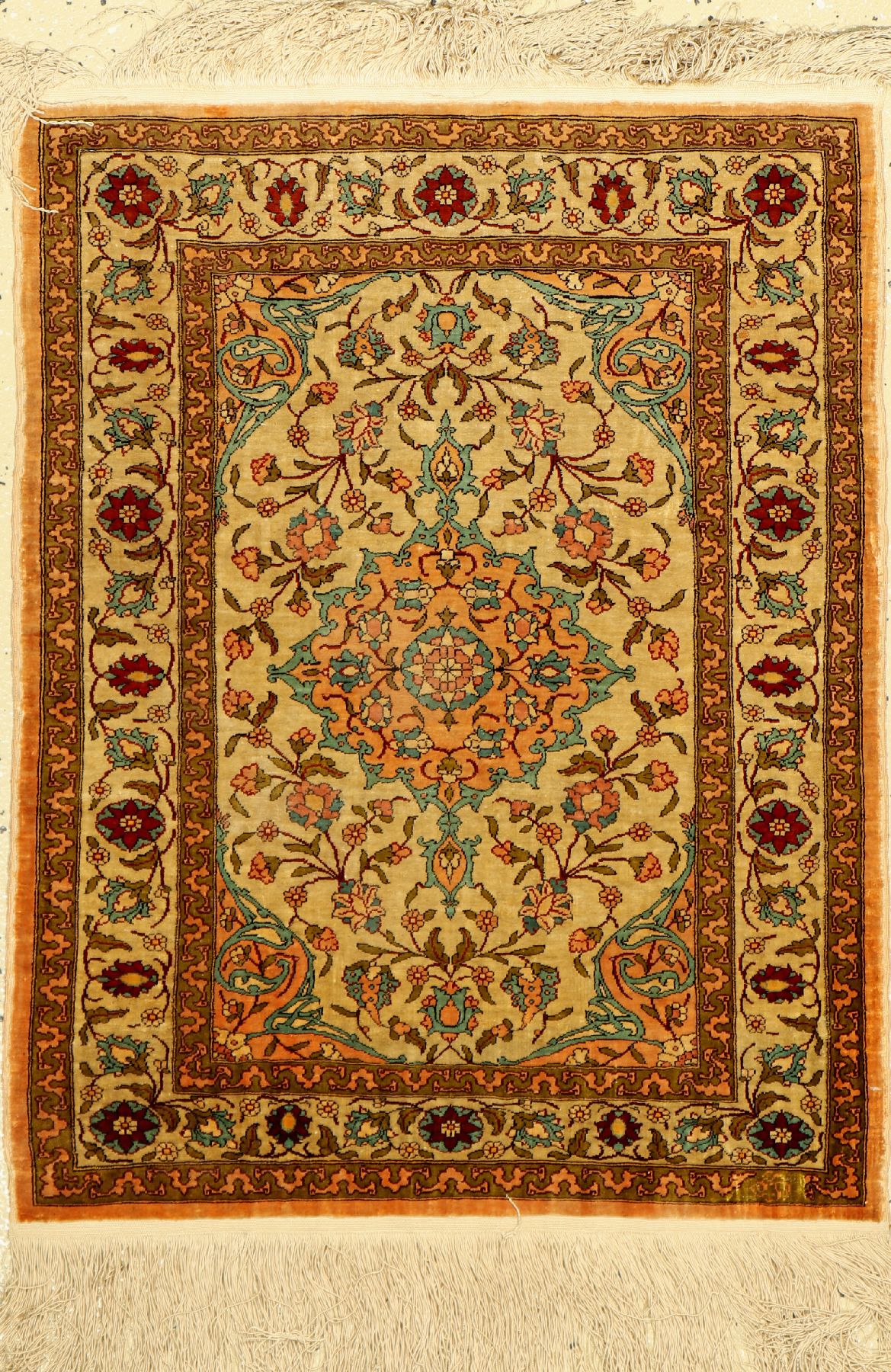 Hereke Seide sign., Türkei, um 1960, reine Naturseide, ca. 73 x 53 cm, EHZ: 2