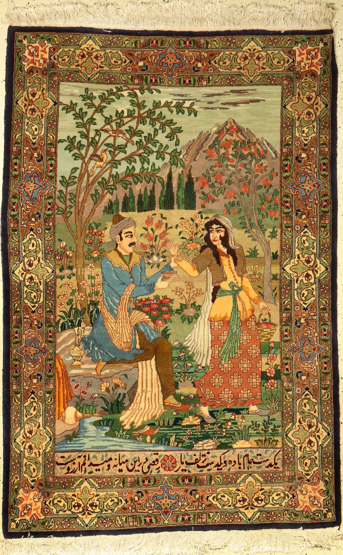 Feiner Täbriz alt, Bildteppich, Persien, ca. 50 Jahre, Korkwolle, ca. 152 x 101 cm, EHZ: 2