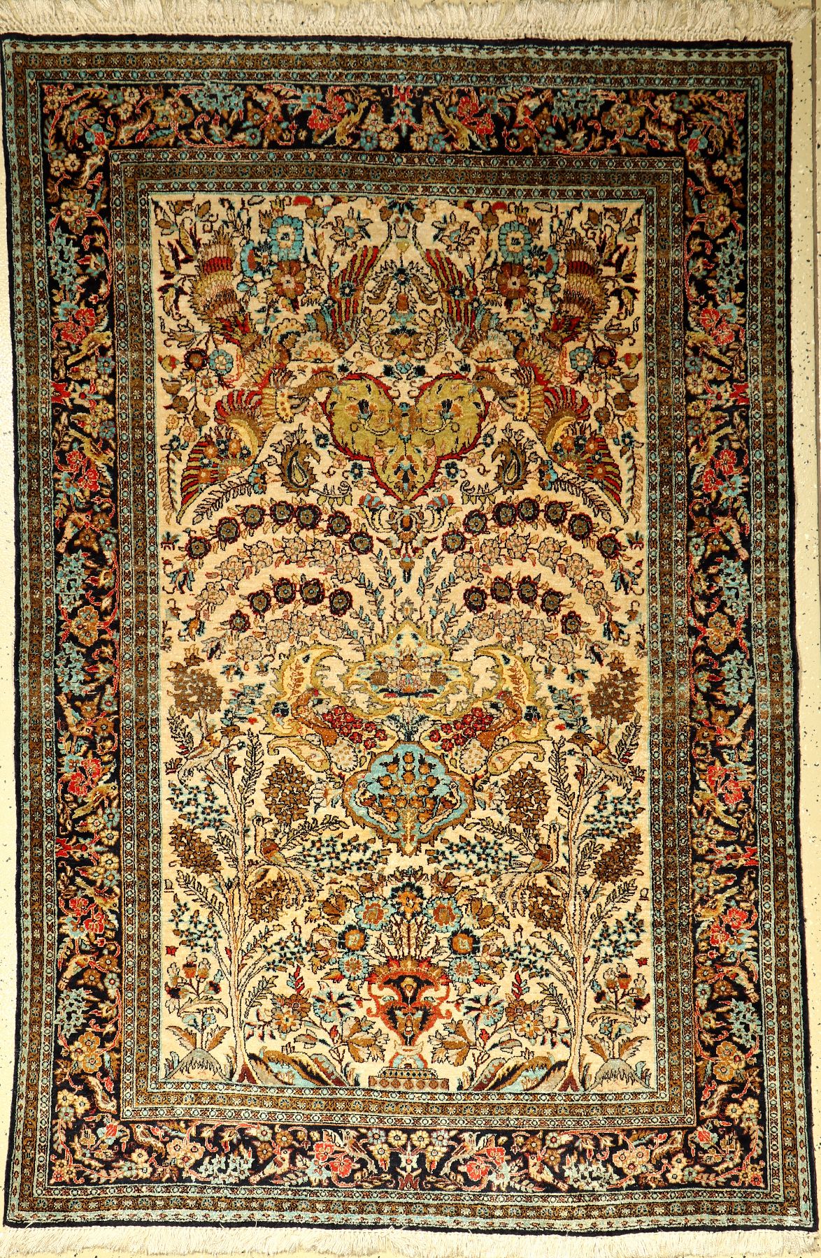 Seiden Ghom alt, Persien, ca. 50 Jahre, reine Naturseide, ca. 204 x 135 cm, EHZ: 2