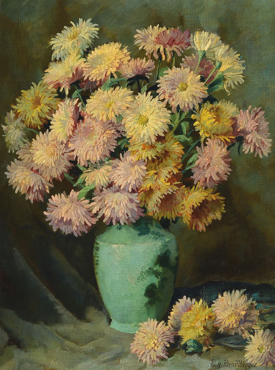 Wenzel Hermann Wendlberger, 1882-1945, Stillleben mit Astern, Öl/Lwd, rechts unten signiert, ca. 60x47cm/74x61cm, R.