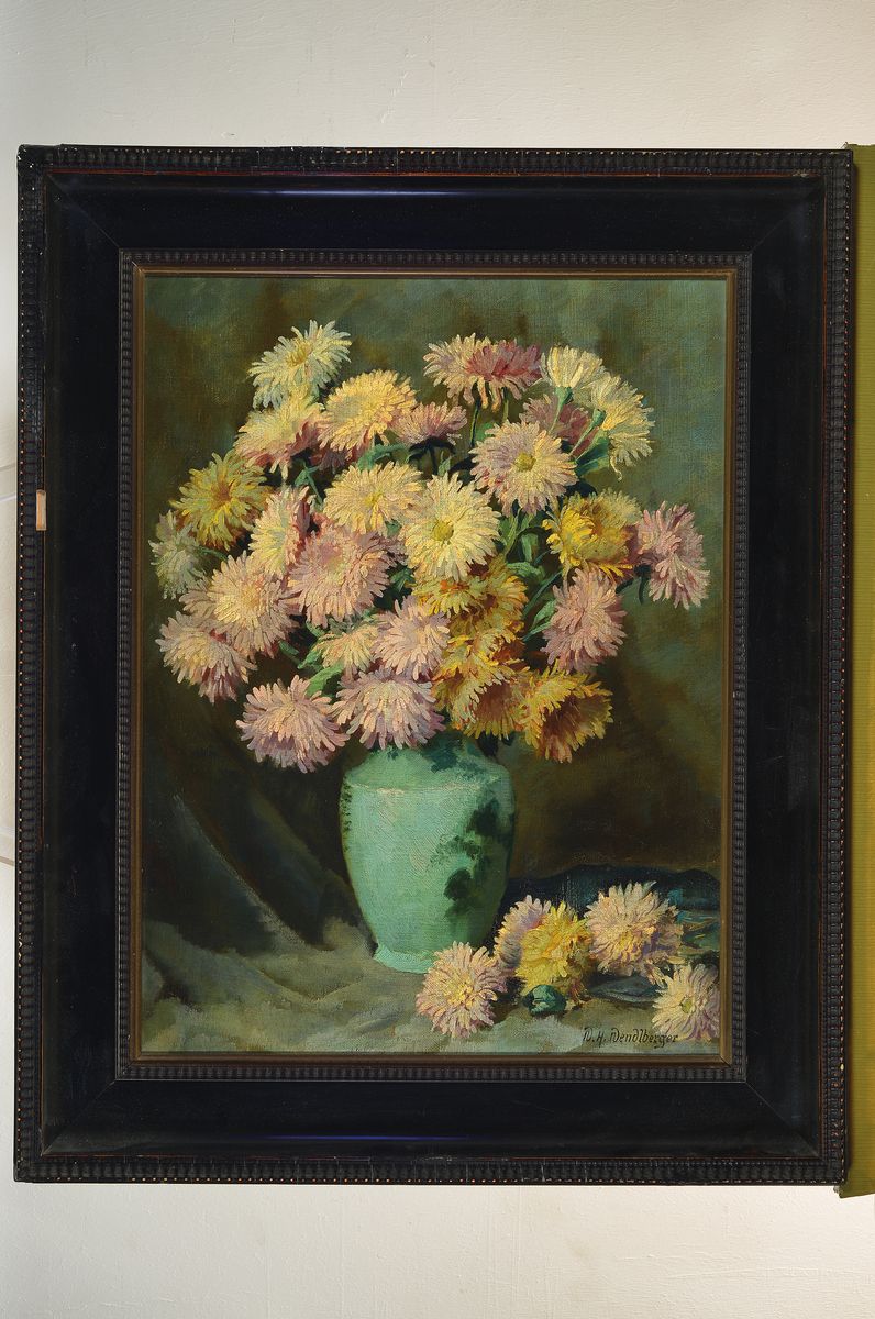 Detail k: Wenzel Hermann Wendlberger, 1882-1945, Stillleben mit Astern, Öl/Lwd, rechts unten signiert, ca. 60x47cm/74x61cm, R.