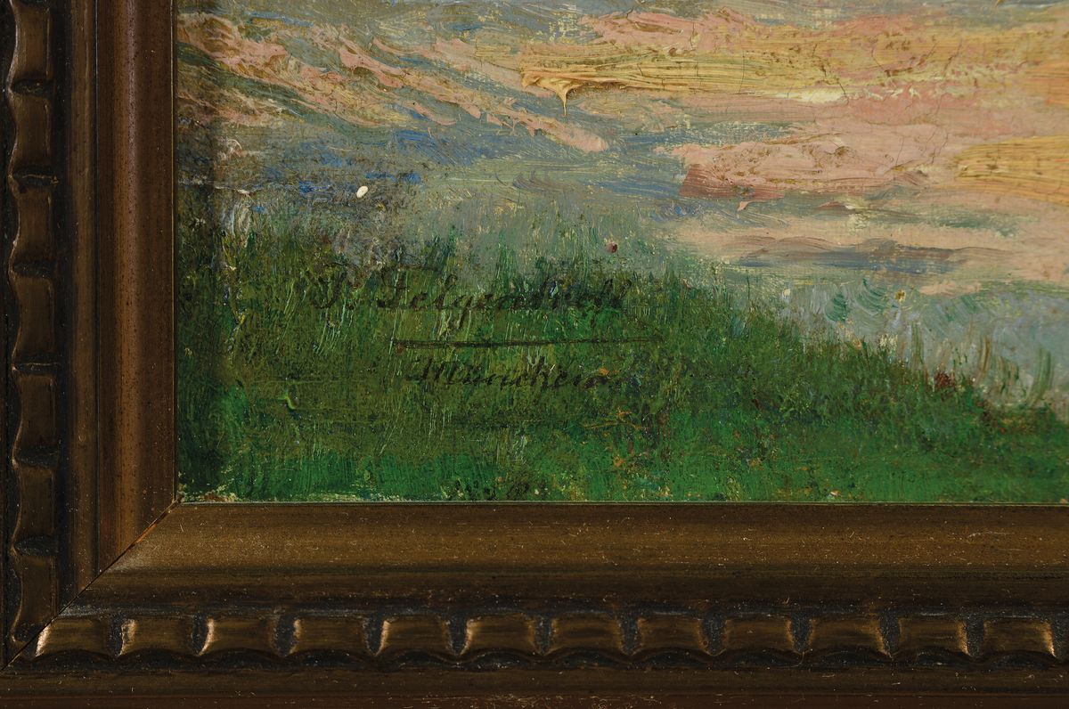 Detail a: Paul Felgentreff, 1854 Potsdam-1933 München, Studium an den Akademien Leipzig und München, war Schüler von Seitz und Defregger, hier: Personen vor ...