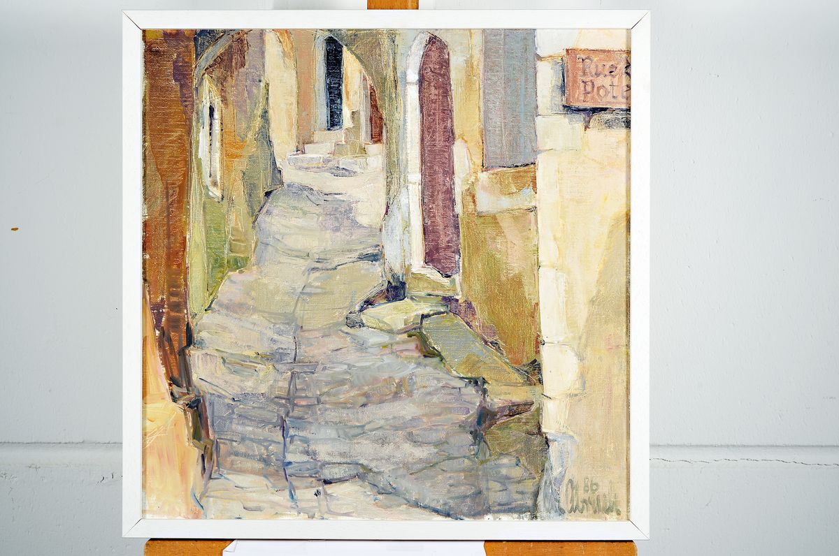 Detail k: Christel Abresch, 1931 Sulzbach-2011 Neustadt a.d. Weinstraße, Straße is St. Moutan Ardeche, Öl/Lwd, rechts unten signiert und dat. 86, ca. ...