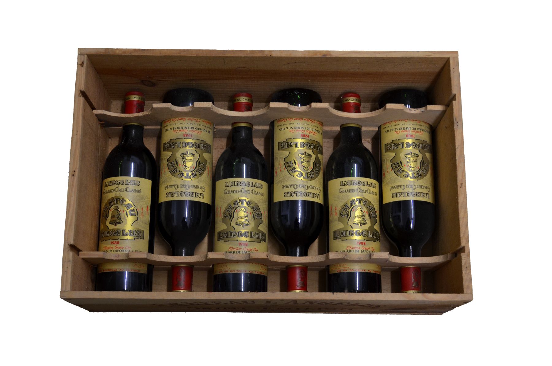 Detail a: 6 Flaschen 1988 Chateau Angelus, Saint-Emilion Grand Cru, 1er Grand Cru Classe 'A', je ca. 75 cl, 12,5 % Vol., Füllstände: je ca. top ...