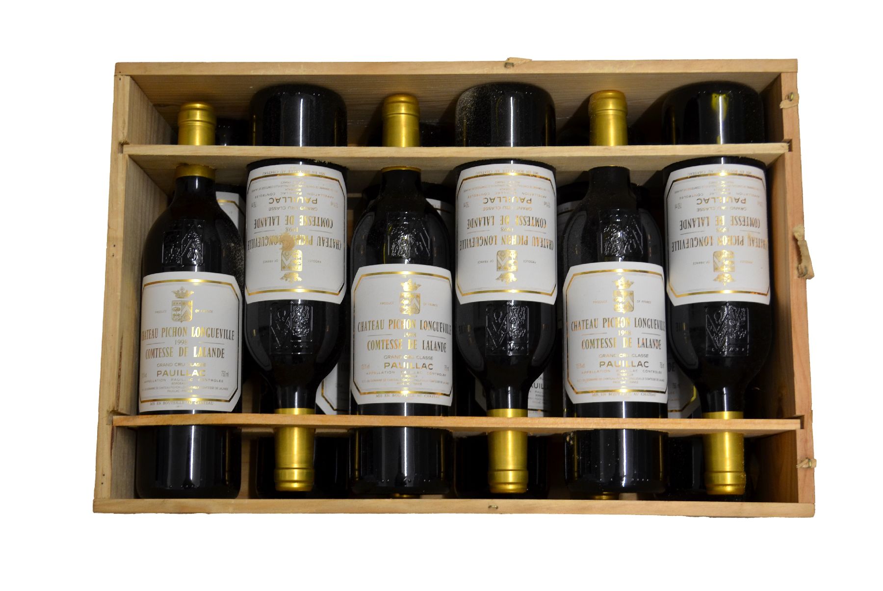 Detail a: 12 Flaschen 1998 Chateau Pichon Longueville Comtesse de Lalande, Pauillac, Grand Cru Classe, je ca. 75 cl, 12,5 % Vol., Füllstände: je ca. into ...