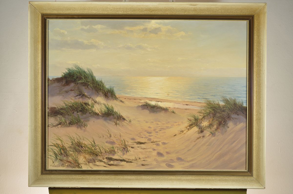 Detail k: Waldemar Schlichting, 1896 Berlin-1970, Abend in den Dünen, Öl/Lwd, links unten signiert, ca. 60x80cm, R. ca. 72x92cm