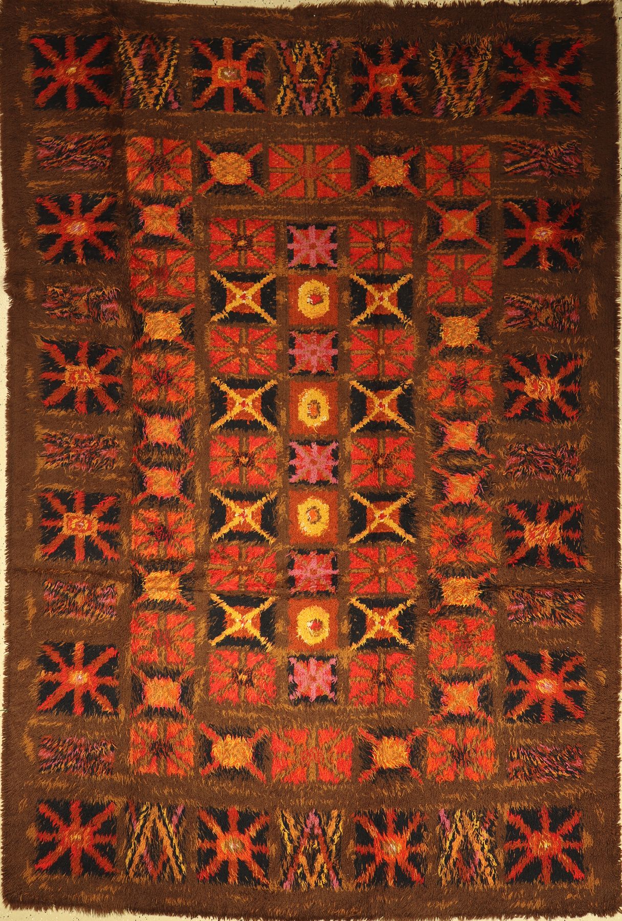 Hooked Rug,, Europa, um 1940, Wolle auf Wolle, ca. 294 x 200 cm, Art Deco, EHZ: 2