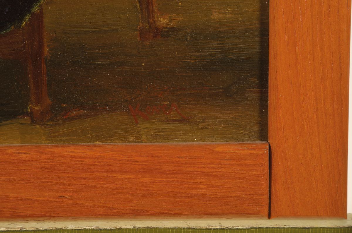 Detail a: Jacob Simon Hendrik (Hein) Kever, 1854-1922, Lesende Frau im Armlehnstuhl, Öl/Malkarton, rechts unten signiert, ca. 30x24cm/36x30cm, R.