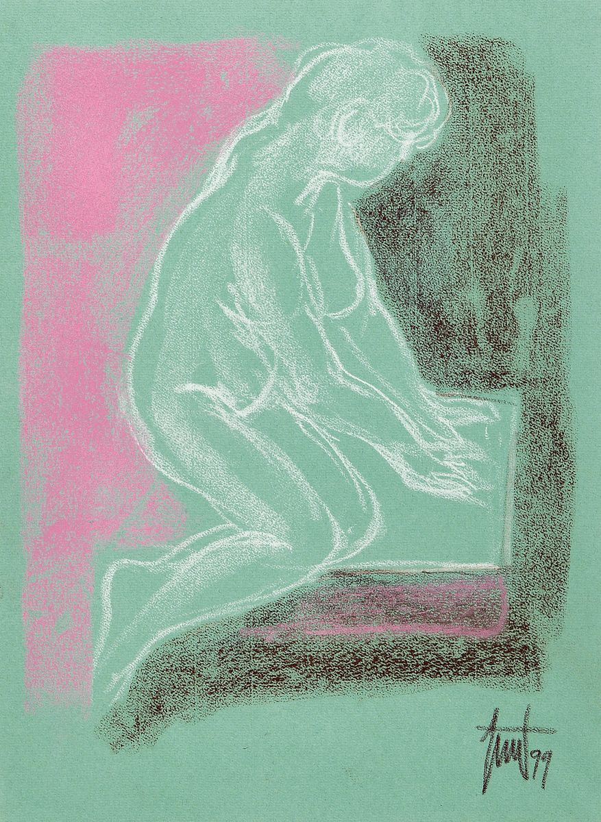 Georg Günter Zeuner, 1923 Dresden-2011 Speyer, Akt, Pastell auf grünem papier, rechts unten signiert und dat. 99, ca. 39x29cm, PP, u.Gl., R. ca. ...