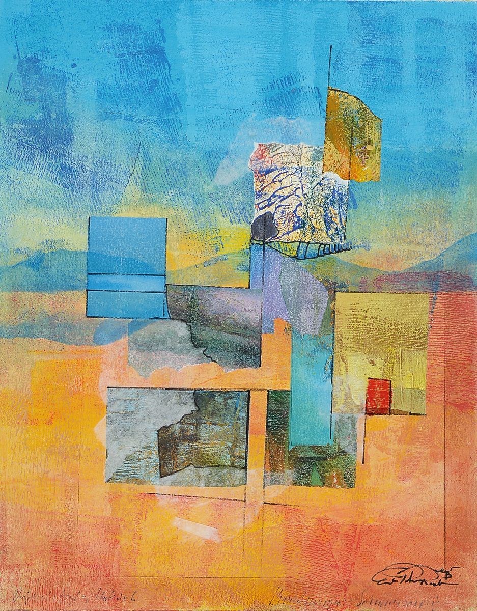 Ernst Peter Rade, geb. 1938 Heidenau, "Sommersonnig", Acryl auf Büttenpapier, signiert und betitelt, ca. 47x37cm, PP, u.Gl., R. ca. ...