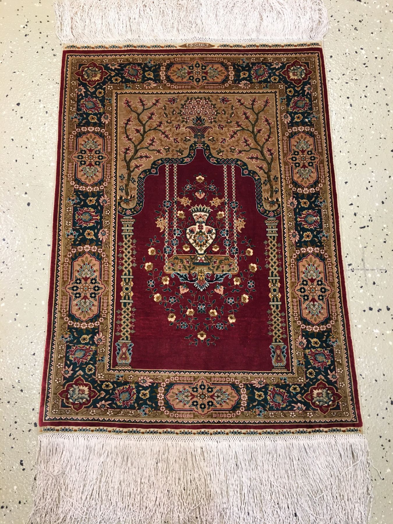 Detail a: Sehr feiner Seiden Hereke "Özipek" (15x15 Knüpfung) alt (Signiert), Türkei, um 1970/1980, reine Naturseide. Hochfeiner Seiden Hereke ...