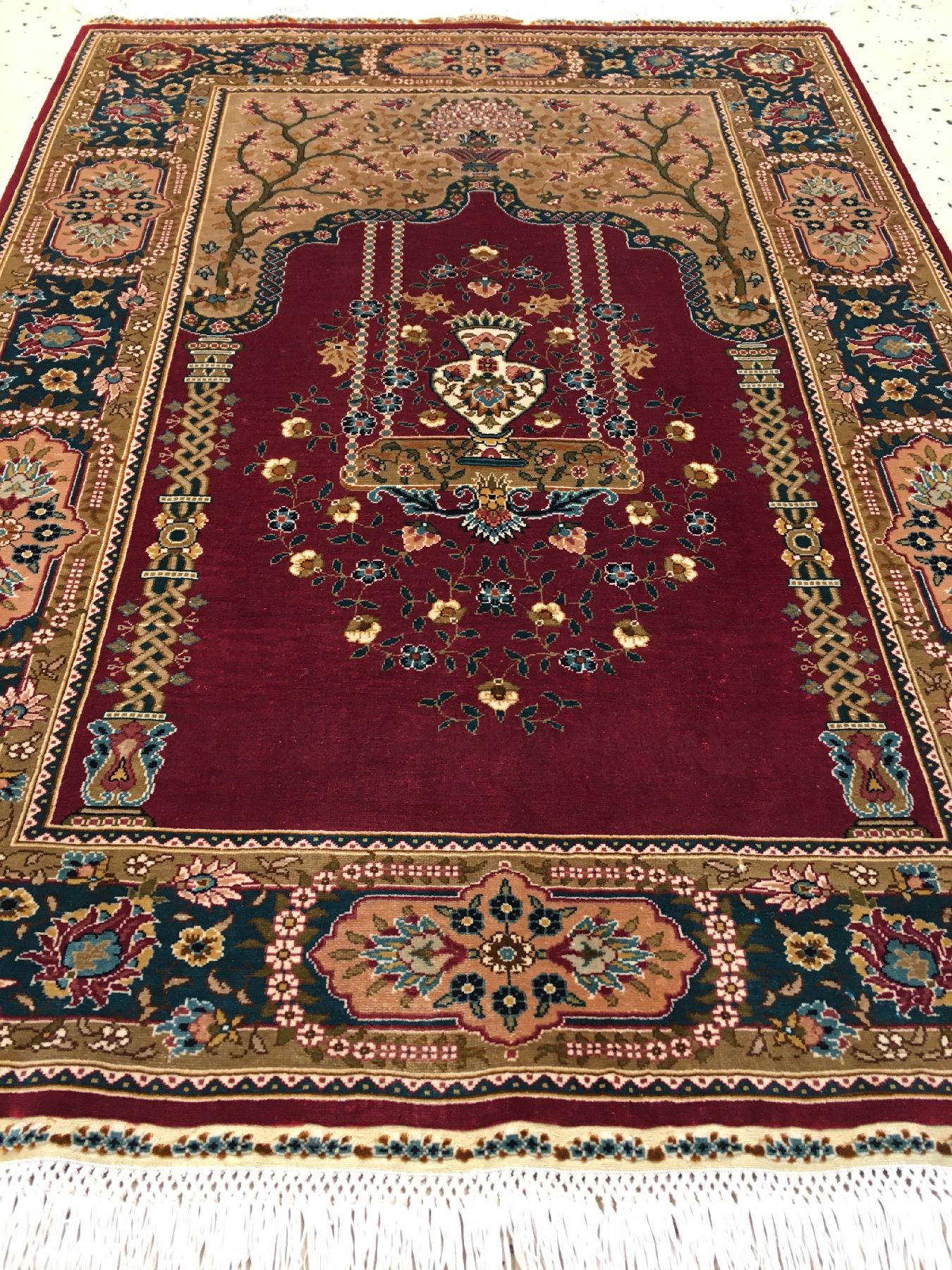 Detail b: Sehr feiner Seiden Hereke "Özipek" (15x15 Knüpfung) alt (Signiert), Türkei, um 1970/1980, reine Naturseide. Hochfeiner Seiden Hereke ...