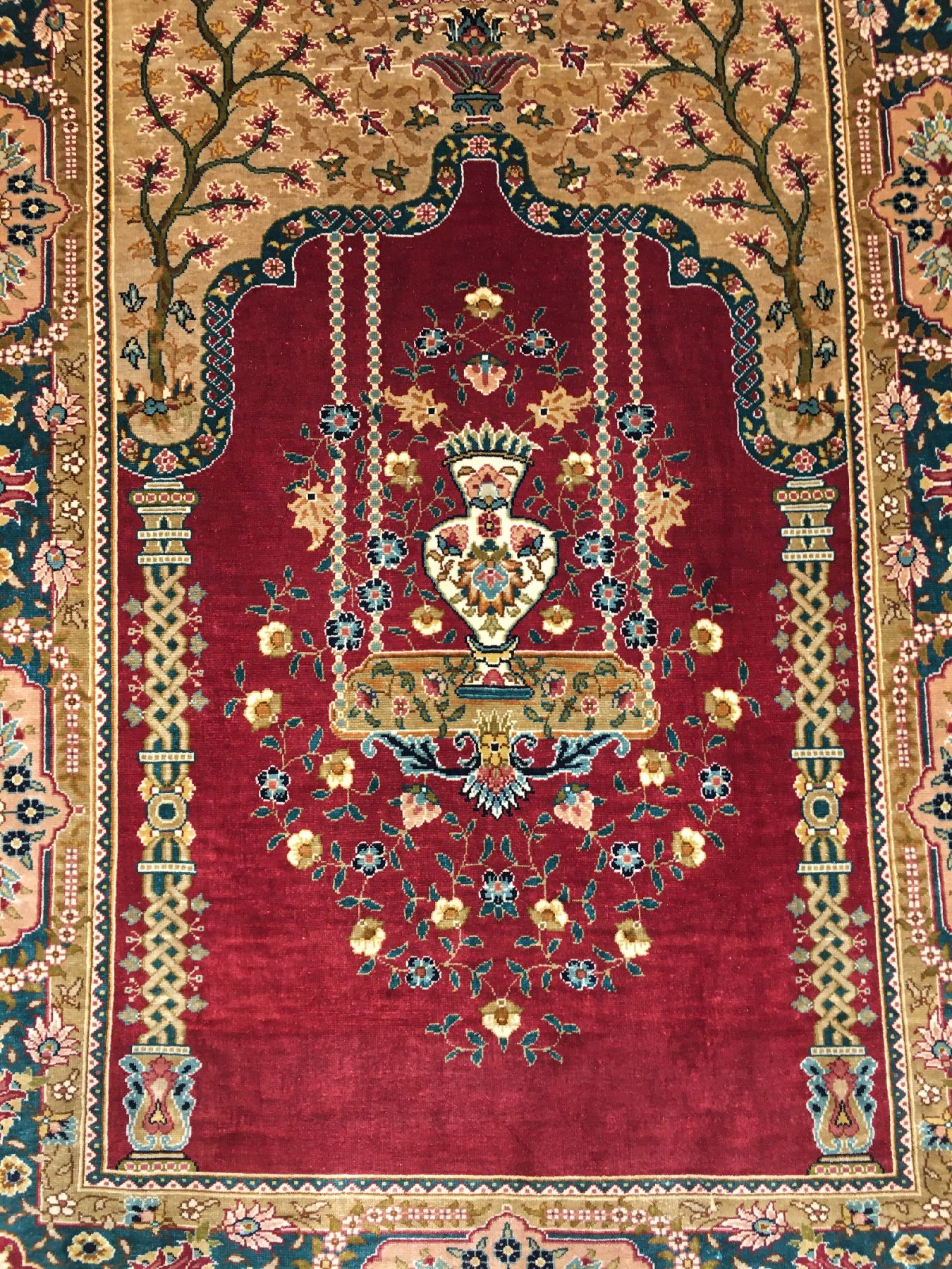 Detail c: Sehr feiner Seiden Hereke "Özipek" (15x15 Knüpfung) alt (Signiert), Türkei, um 1970/1980, reine Naturseide. Hochfeiner Seiden Hereke ...