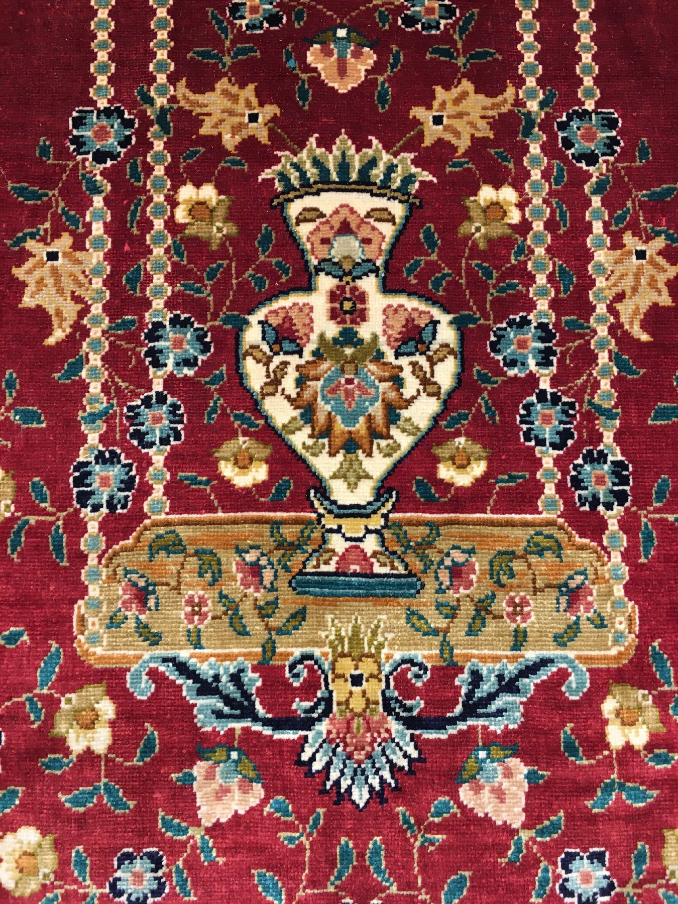 Detail d: Sehr feiner Seiden Hereke "Özipek" (15x15 Knüpfung) alt (Signiert), Türkei, um 1970/1980, reine Naturseide. Hochfeiner Seiden Hereke ...