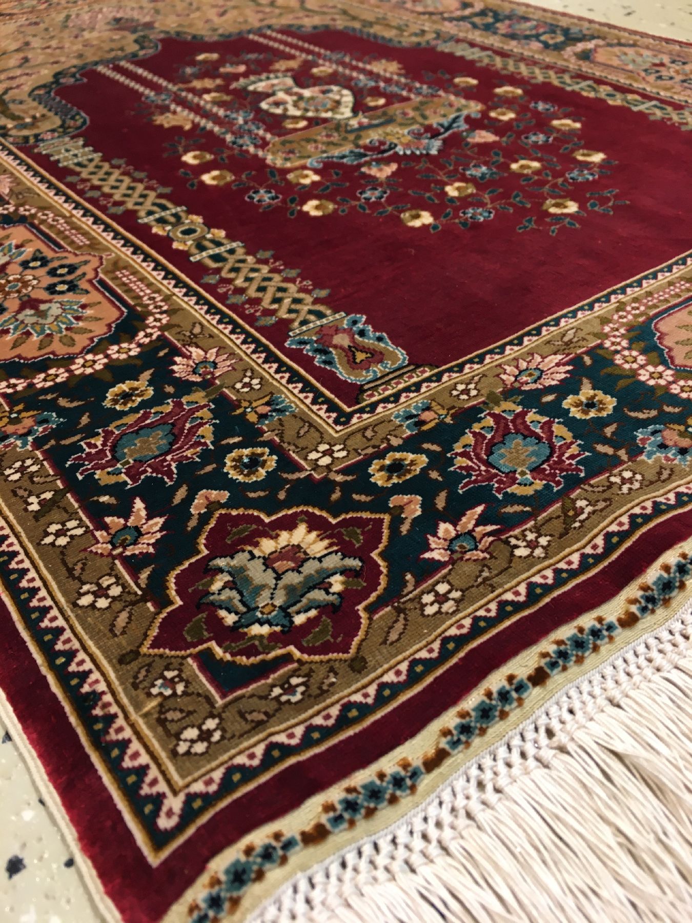Detail f: Sehr feiner Seiden Hereke "Özipek" (15x15 Knüpfung) alt (Signiert), Türkei, um 1970/1980, reine Naturseide. Hochfeiner Seiden Hereke ...