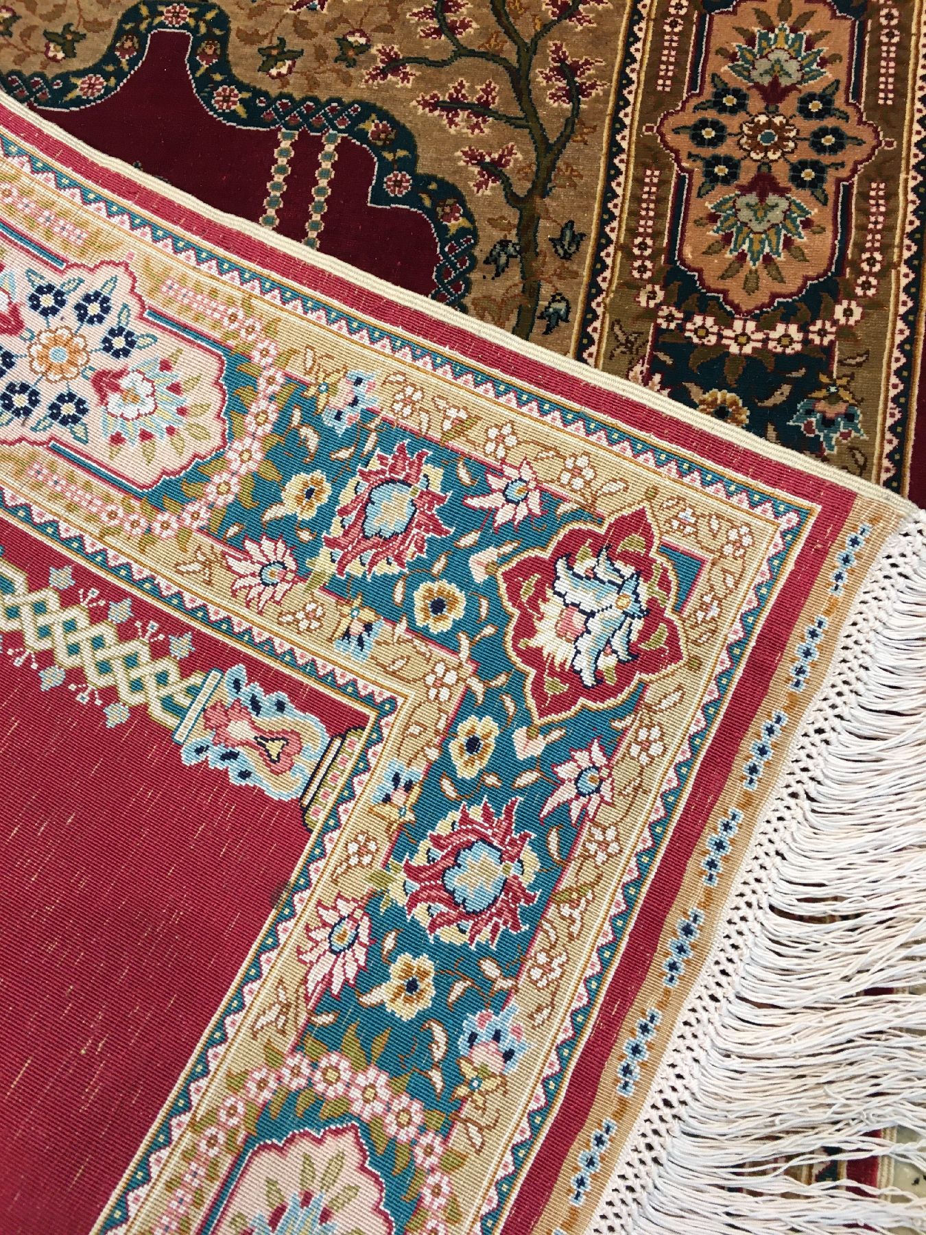 Detail g: Sehr feiner Seiden Hereke "Özipek" (15x15 Knüpfung) alt (Signiert), Türkei, um 1970/1980, reine Naturseide. Hochfeiner Seiden Hereke ...
