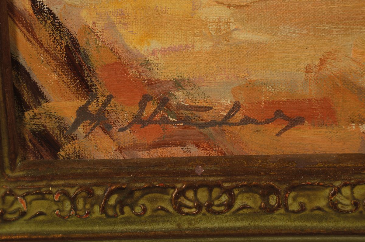 Detail a: Hermann Huber, 1888 Wiedikon-1967 Hirzel, Schweiz, 1911-1918 Ausstellungen in der Berliner Sezession, hier: Reiter mit Pferden in Landschaft, ...