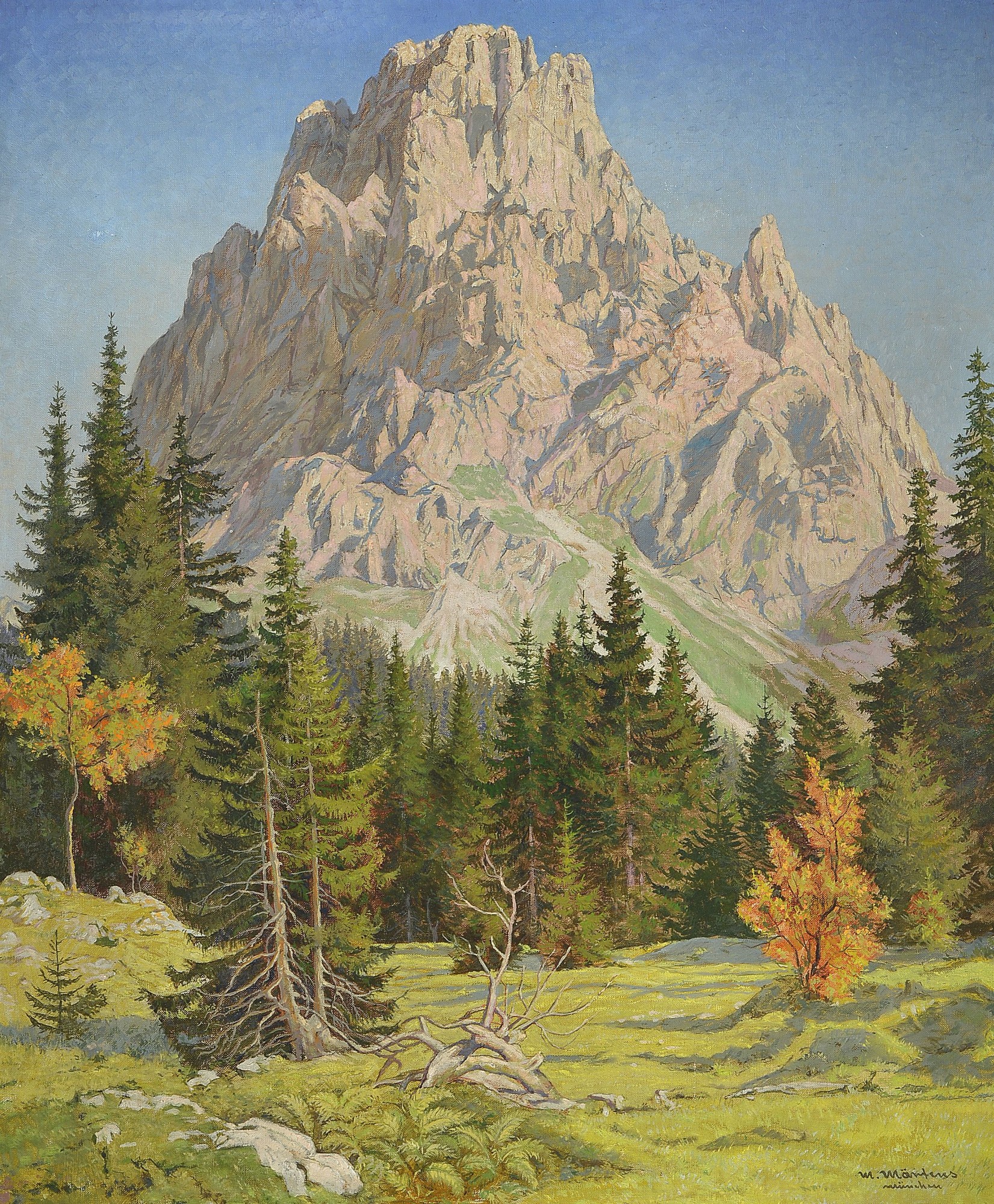 Max Märtens, 1887 Braunschweig-1970 Gstadt am Chiemsee, Blick auf den Langkofel, Öl/Lwd, rechts unten signiert, ca. 90x75cm, R. ca. 108x81cm