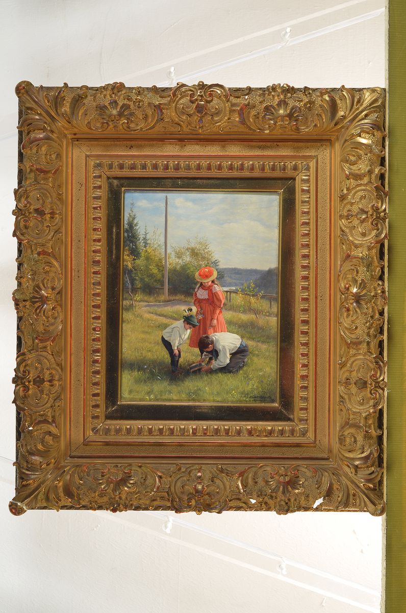 Detail k: Ernst Schmitz, 1859 Düsseldorf - 1917 München, Studium an der Akademie Düsseldorf, nach Stationen in Stuttgart, Karlsruhe und Freiburg um 1884 in ...
