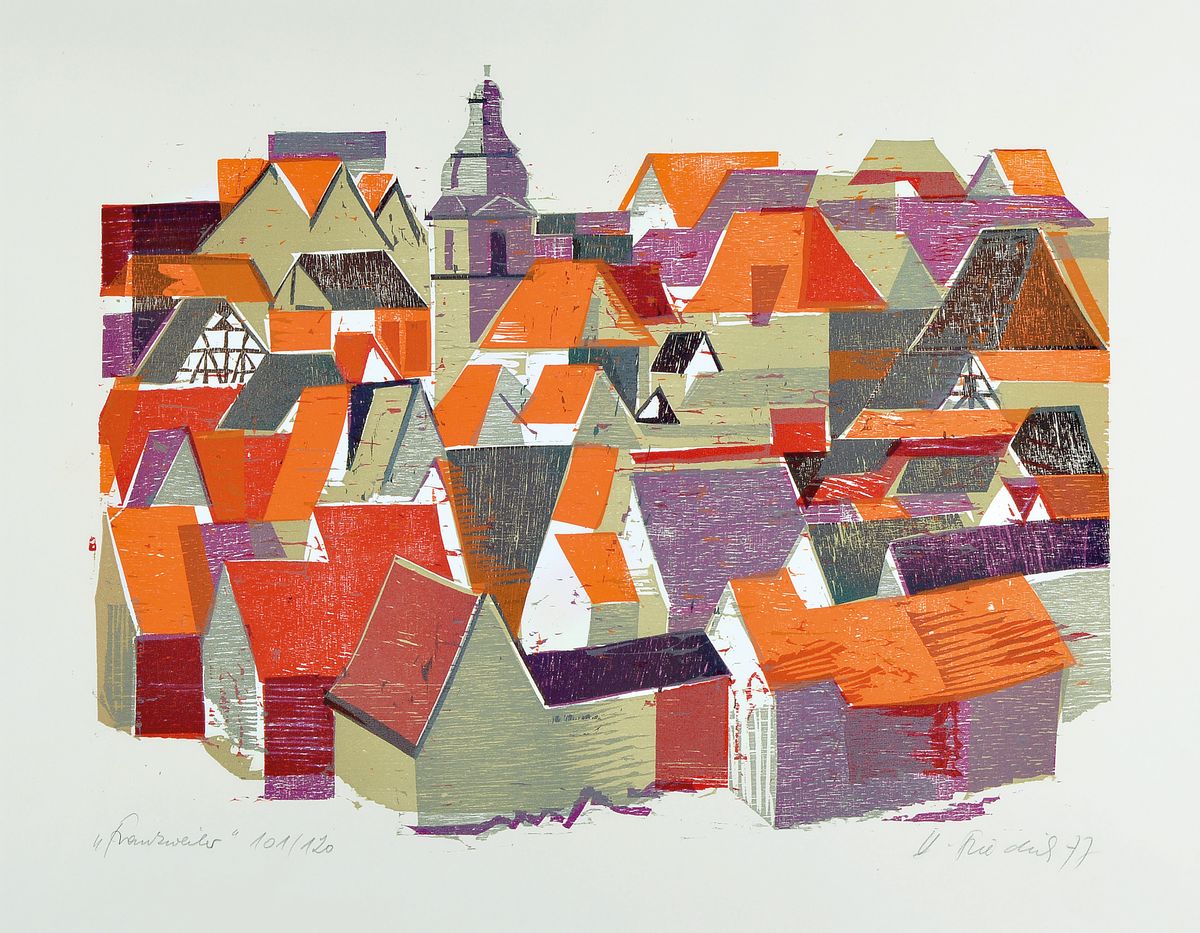 Heinz Friedrich, geb. 1924 Schwetzingen, sign., num. 101/120, betitelt, unter glas gerahmt, gesamt ca. 67x87 cm