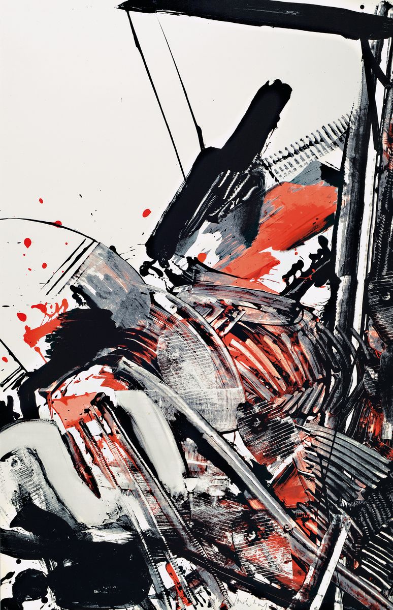 Kurt Rudolf Sonderborg, 1923-2008, Serigraphie, handsigniert, datiert (19)66, Blattgrösse ca. 77x49cm/80x50cm, unter Glas gerahmt, Blattränder ...