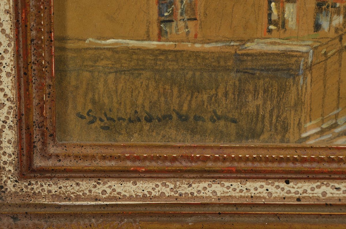 Detail a: Camillo Schneidenbach, 1867-1951, Blick auf Dresden und die Frauenkirche, Aquarell und Gouache auf Papier, links unten signiert, ca. 32x24cm, u.Gl., ...