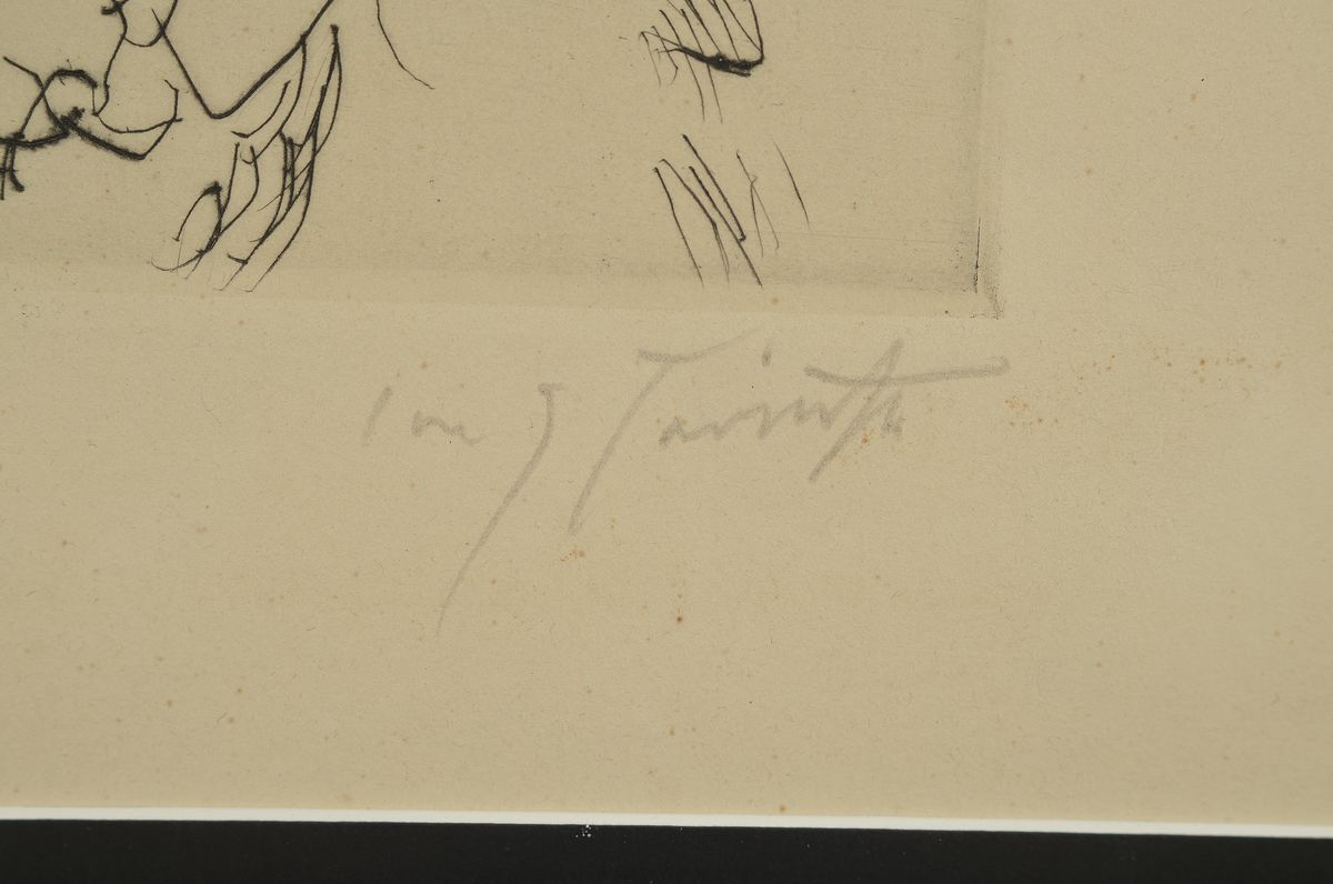 Detail a: Lovis Corinth, 1858-1925, Kaltnadelradierung auf Velin, drei Frauen (Tochter, Schwiegermutter und Ehefrau des Künstlers) handsigniert, 14 x 18.2 cm, ...