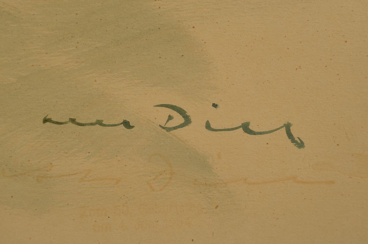 Detail a: Otto Dill 1884 Neustadt-1957 Bad Dürkheim, fressender Löwe, Aquarell/Papier, u.re. signiert, handschriftlich rückseitig auf dem Rahmen bez. ...
