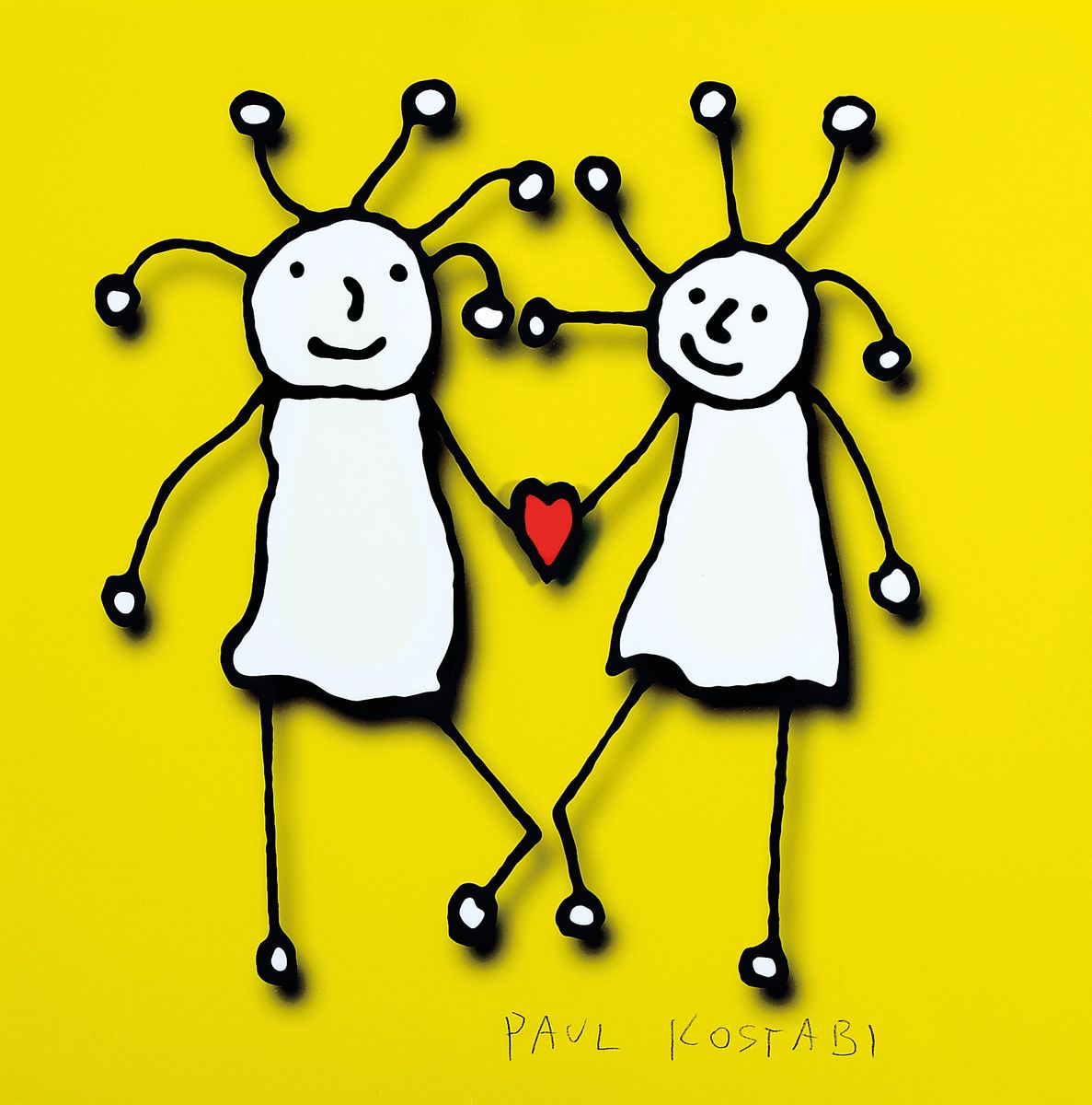 Paul Kostabi, geb. 1962, dreidimensionale Farbserigraphie, handsigniert, ca. 29x29cm, PP, u.Gl., R. ca. 48x58cm