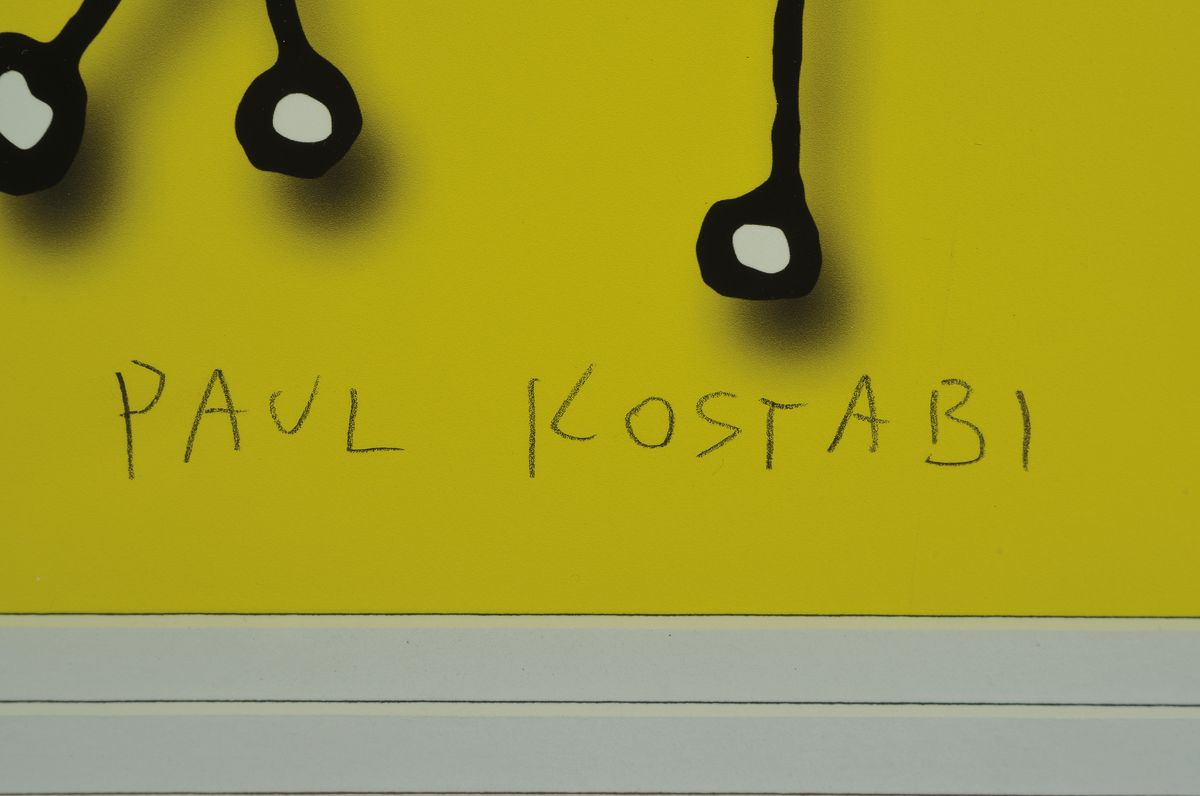 Detail a: Paul Kostabi, geb. 1962, dreidimensionale Farbserigraphie, handsigniert, ca. 29x29cm, PP, u.Gl., R. ca. 48x58cm