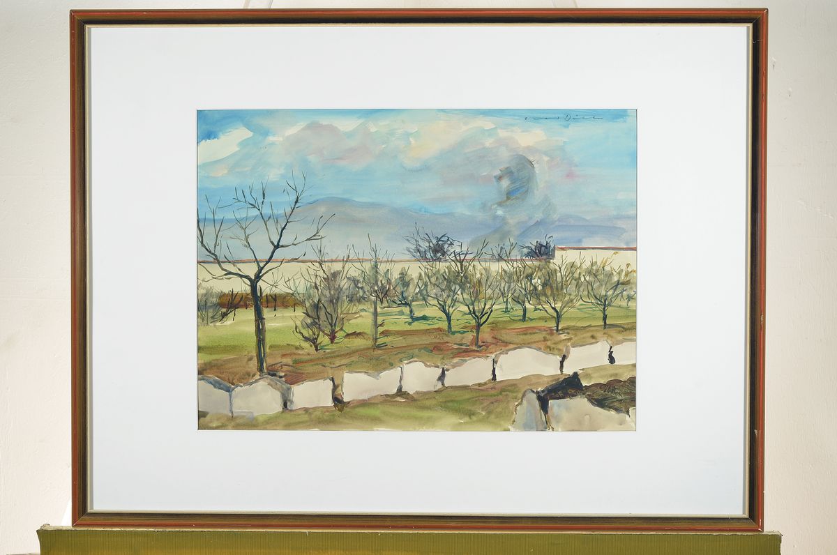 Detail k: Otto Dill, 1884 Neustadt-1957 Bad Dürkheim, Blick in einen Obstgarten, Aquarell auf Papier, rechts oben signiert, ca. 34x46cm, PP, u.Gl., R. ca. ...