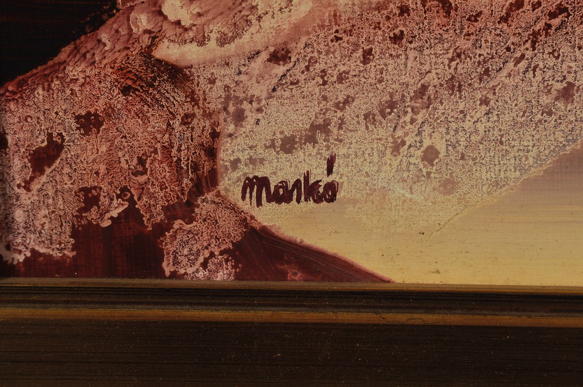 Detail a: Erzsebet Marko, geb. 1948, Studium an der Akademie Budapest, abstrakte Komposition, Öl/Hartfaser, signiert, ca. 60x80cm, R. ca. 68x88cm