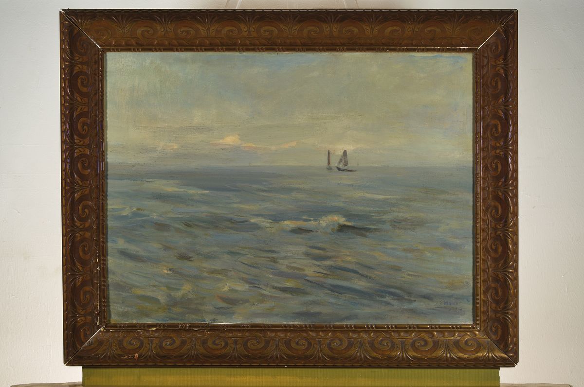 Detail k: Anton Rudolf Mauve, 1876-1962, Segelboote auf dem Meer, Öl/Lwd, rechts unten signiert, ca. 51x71cm, R. ca. 63x83cm