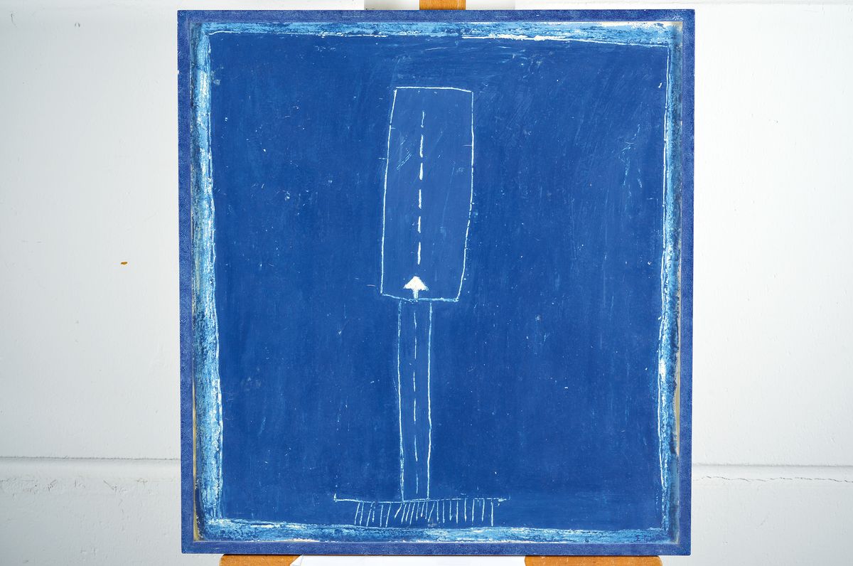 Detail k: Sofia Galanou, zeitgenössische griechische Künstlerin, Ohne Titel, Farbpigmente und Leim auf Lwd, rechts unten signiert, ca. 58x54cm, u.Gl., R. ca. ...