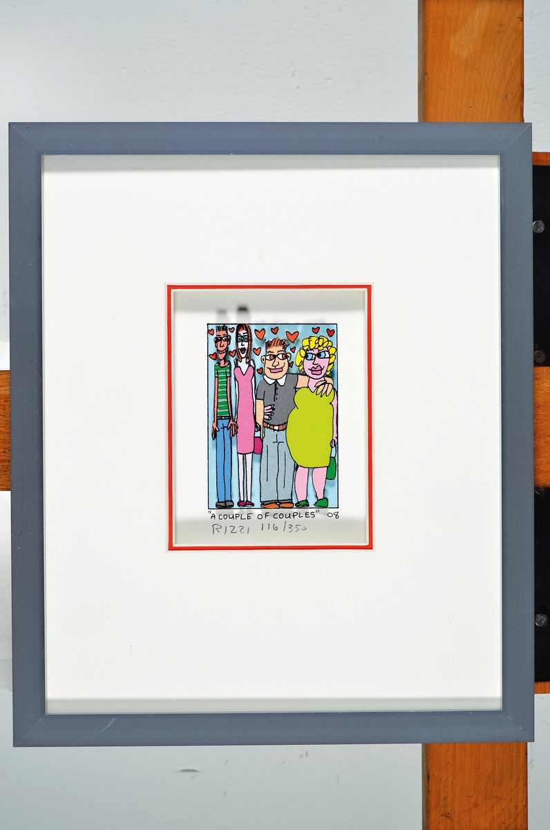 Detail k: James Rizzi, 1950-2011, A Couple of couples, 3D-Konstruktion, handsign., num. 116/350, dat. 08, unter Glas gerahmt, gesamt ca. 25x22 cm