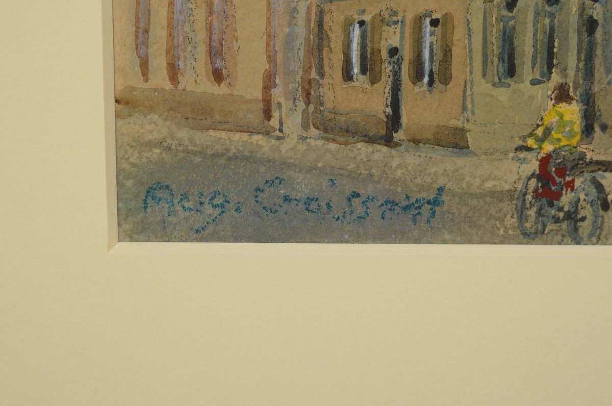 Detail a: August Croissant, 1870 Edenkoben-1941 Landau, zwei Aquarelle, Pfälzer Dorfstraßen, li. u. signiert, 13 x 23 cm und 22 x 32 cm, Altersspuren