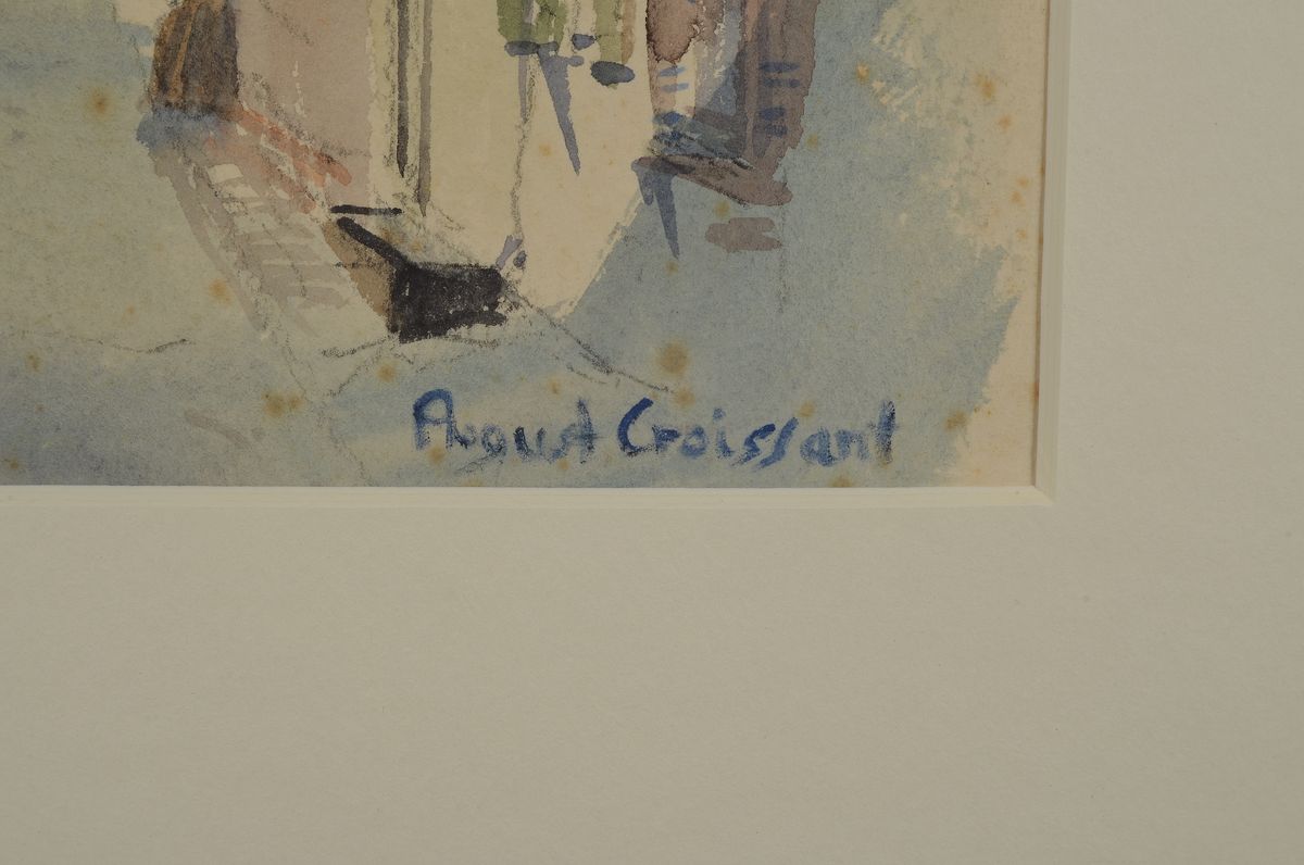 Detail b: August Croissant, 1870 Edenkoben-1941 Landau, zwei Aquarelle, Pfälzer Dorfstraßen, li. u. signiert, 13 x 23 cm und 22 x 32 cm, Altersspuren