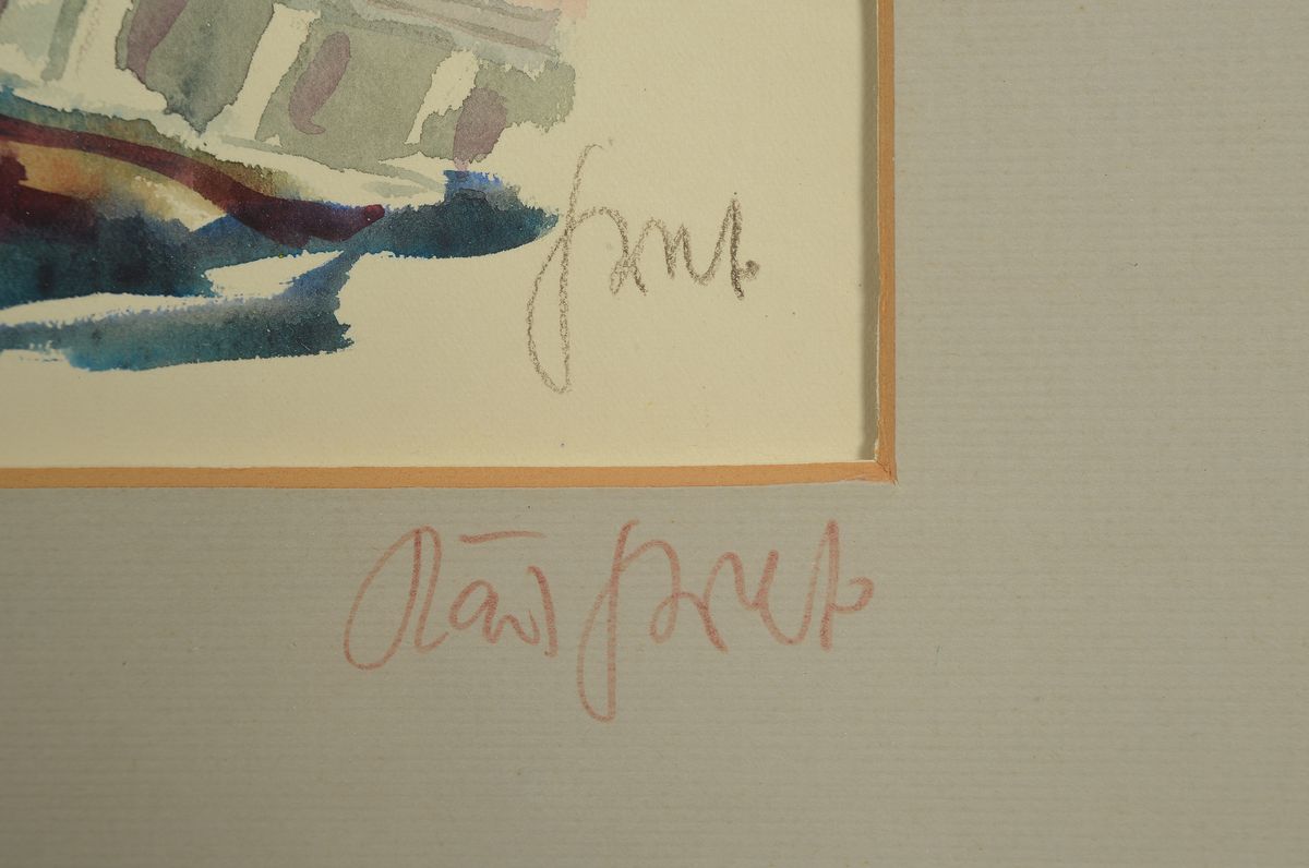 Detail a: Karl Graf, 1902 Speyer-1986, Ansicht von Venedig, Aquarell auf Papier, signiert, betitelt Venezia 1968, ca. 48 x 62 cm, Rahmen: 76 x 92.5 cm
