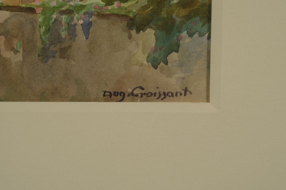 Detail a: August Croissant, 1870 Edenkoben-1941 Landau, Pfälzer Darstellung, wohl Rhodt, Aquarell/Papier, signiert, 24 x 19 cm, unter Glas, Rahmen