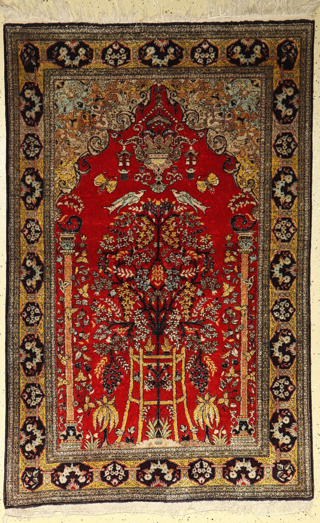 Seiden Ghom alt, Persien, ca. 40 Jahre, reine Naturseide, ca. 167 x 100 cm, EHZ: 2-3