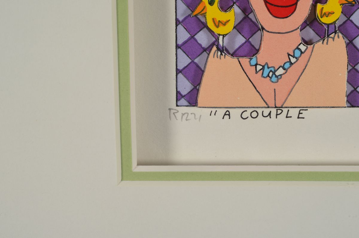 Detail a: James Rizzi, 1950-2011, "A Couple of Birds, 3D-Konstruktion, handsign, num. 211/350 , dat. 97, unter Glas gerahmt, ca. 29x30