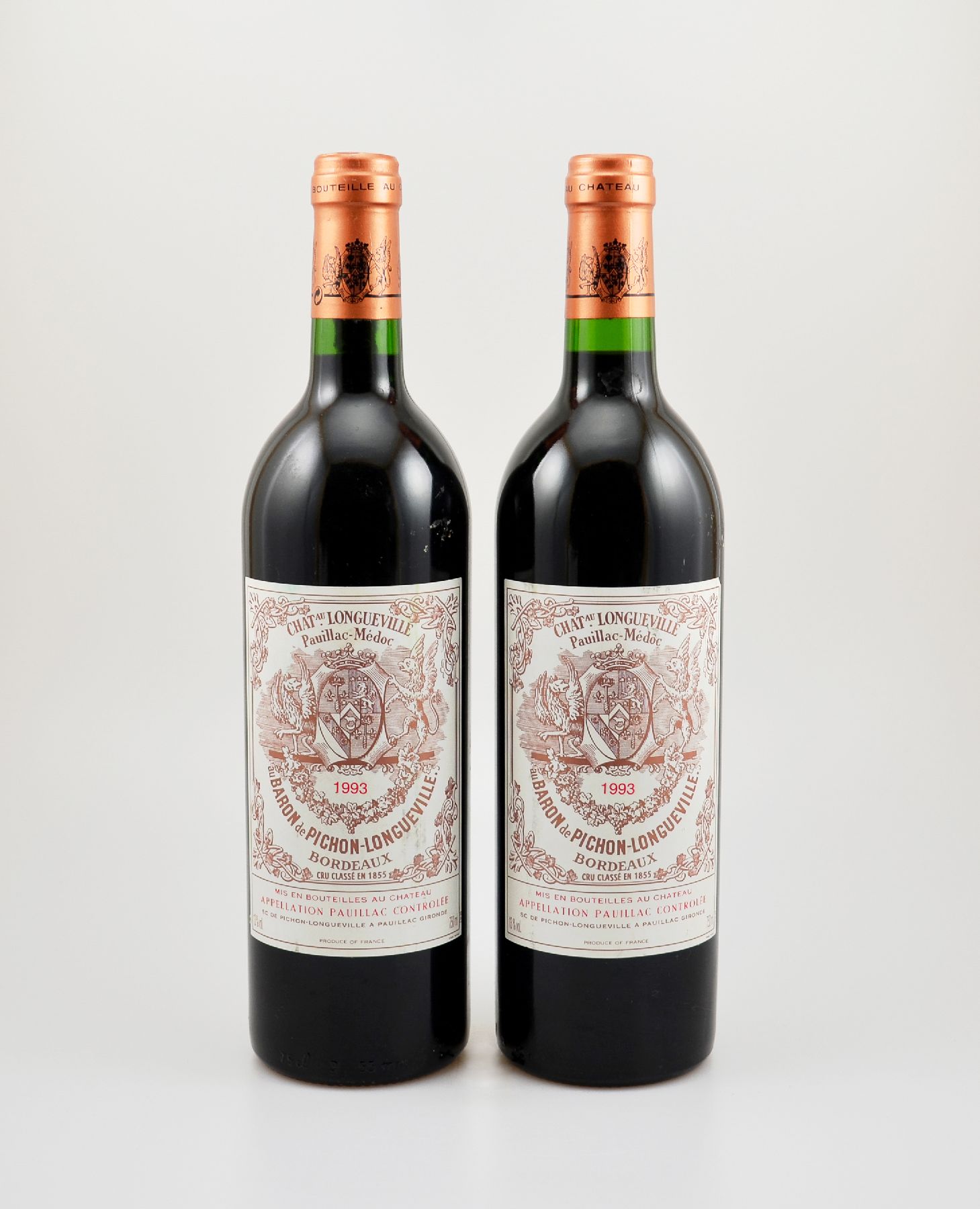 2 Flaschen 1993 Pichon-Longueville Baron de Pichon Longueville, Pauillac, Grand Cru Classe, je ca. 75 cl, 13 % Vol., Füllstände: je ca. into neck, ...