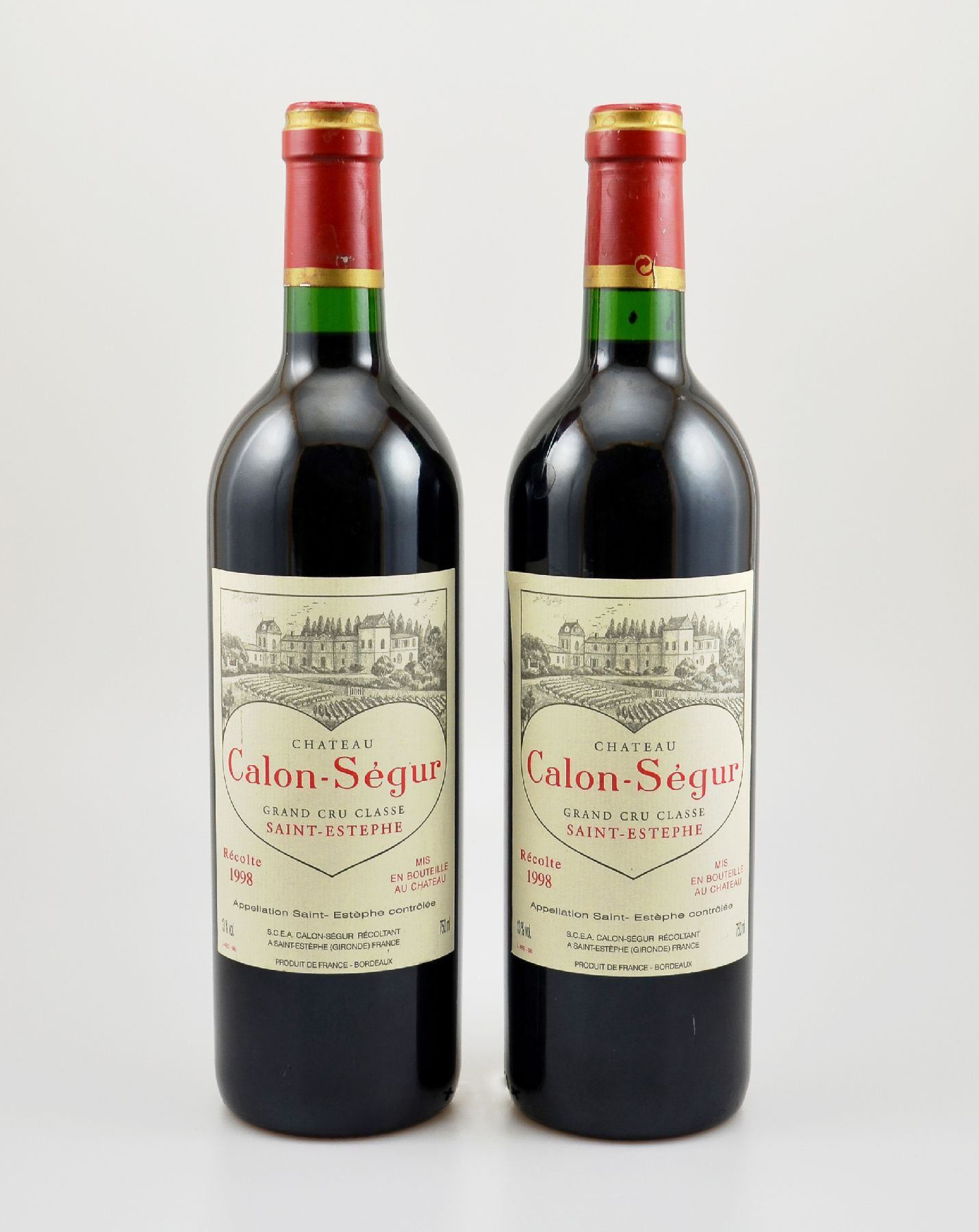 2 Flaschen 1998 Chateau Calon-Segur, Saint-Estephe, Grand Cru Classe, je ca. 75 cl, 13 % Vol., Füllstände: je ca. into neck, gute ...
