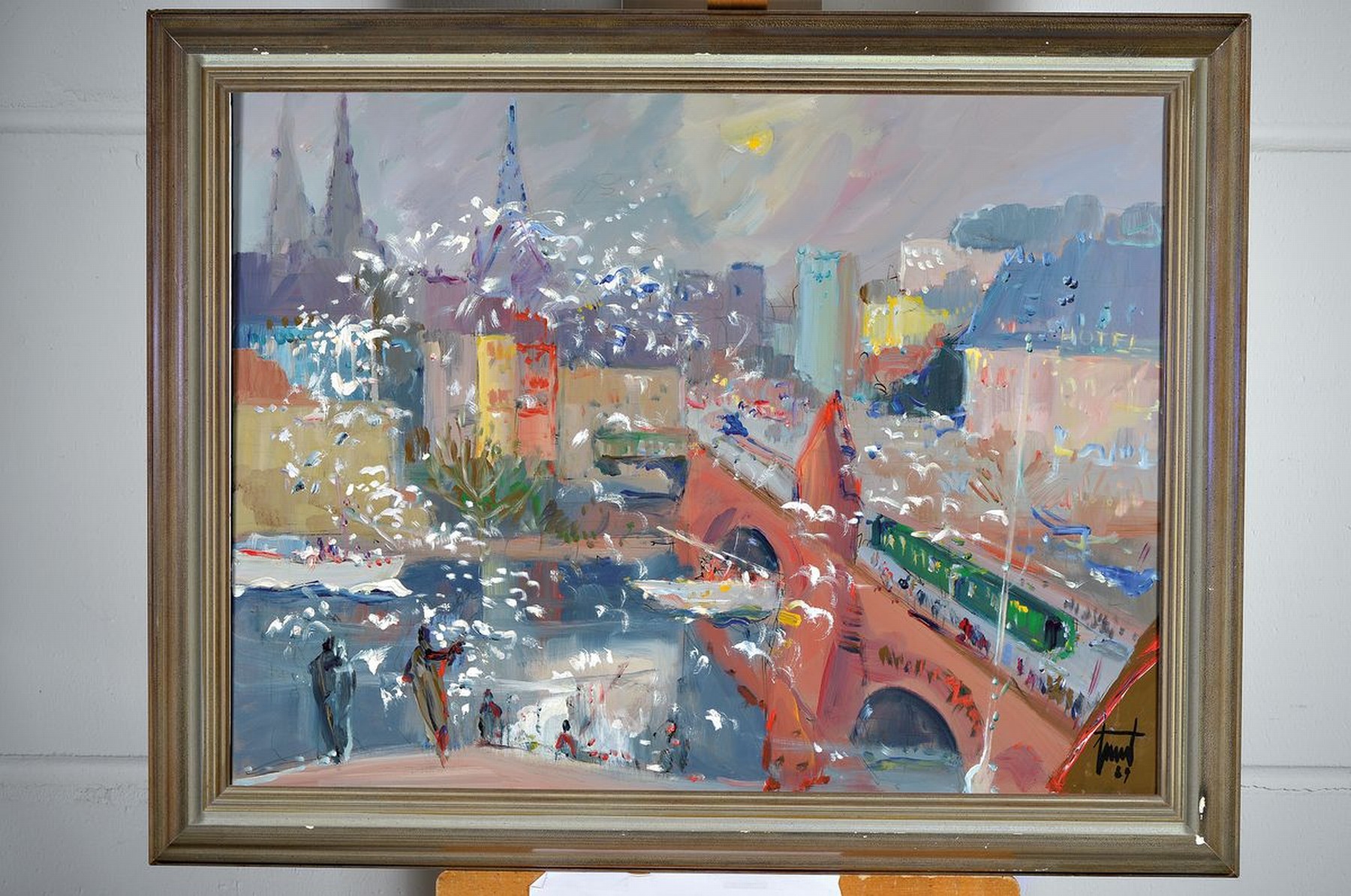 Detail k: Georg Günter Zeuner, 1923 Dresden - 2011 Speyer, Stadtbild, Acryl/Lwd, Ansicht von Basel, signiert und dat. 1989, betitelt, ca. 60 x 80 cm,