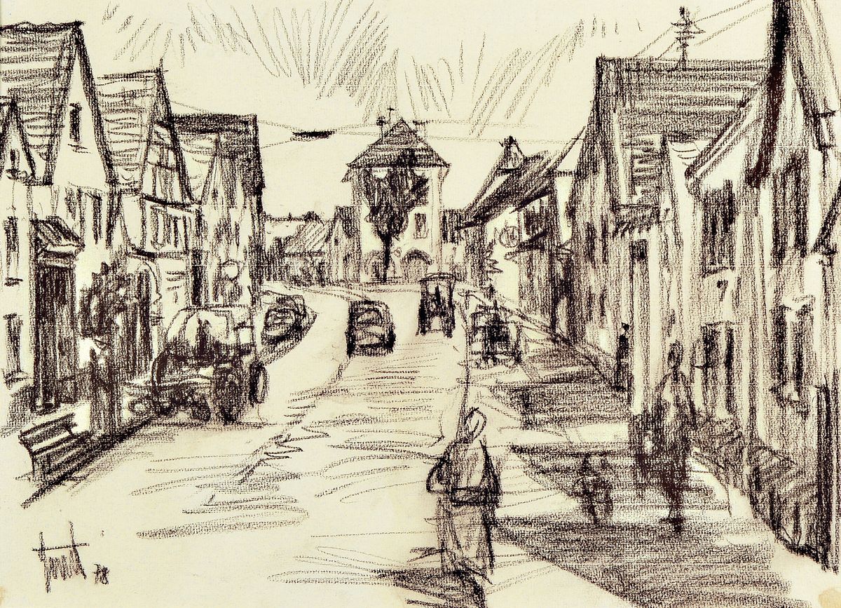 Günther Zeuner, 1923 Dresden - 2011 Speyer, Aquarell, Kühe auf der Weide, signiert, ca. 34 x 45.5 cm, b. zwei Ansichten von Böhl Iggelheim, ...